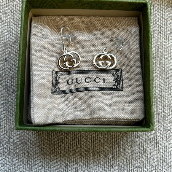 Gucci Silver Logo Earrings
